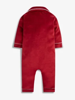 Rompertjes En Tuinbroeken*The Little Tailor - luxe kerst onesie-romper van zacht velours voor baby's Rood