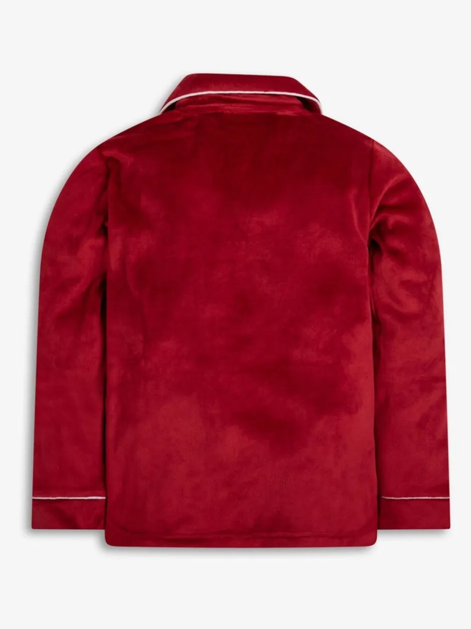 Nachtkleding En Pyjama's|Pyjama's|The Little Tailor - Luxe kerstpyjama voor kinderen van zacht aanvoelend velours Rood