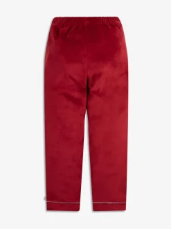 Nachtkleding En Pyjama's|Pyjama's|The Little Tailor - Luxe kerstpyjama voor kinderen van zacht aanvoelend velours Rood