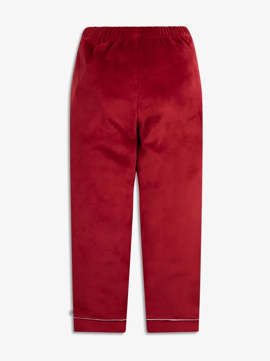 Nachtkleding En Pyjama's|Pyjama's|The Little Tailor - Luxe kerstpyjama voor kinderen van zacht aanvoelend velours Rood