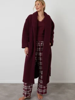 Badjassen*Threadbare - Cosy Borg Dressing Gown Rood