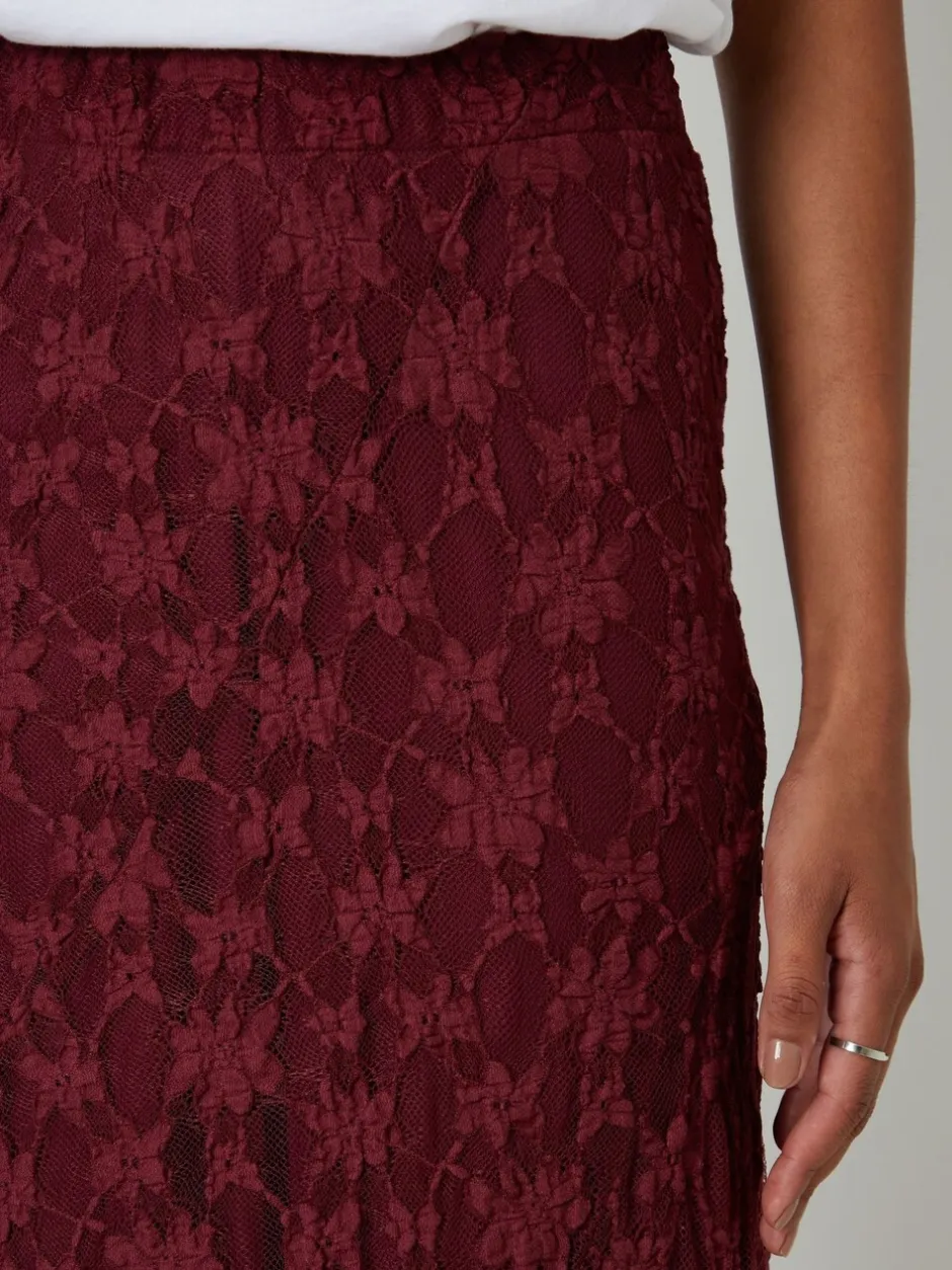 Rokken*Threadbare - Pull On Lace Maxi Skirt Rood