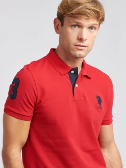 Poloshirts|U.S. Polo Assn Rood - . Regular Fit Mens Player 3 Pique 100% Cotton Polo Shirt