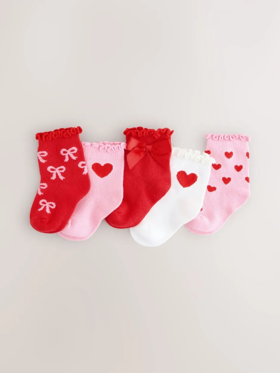 Sokken En Panty's*Next - Verpakking van 5 paar babysokken met strik (0 mnd-2 jr) Rood
