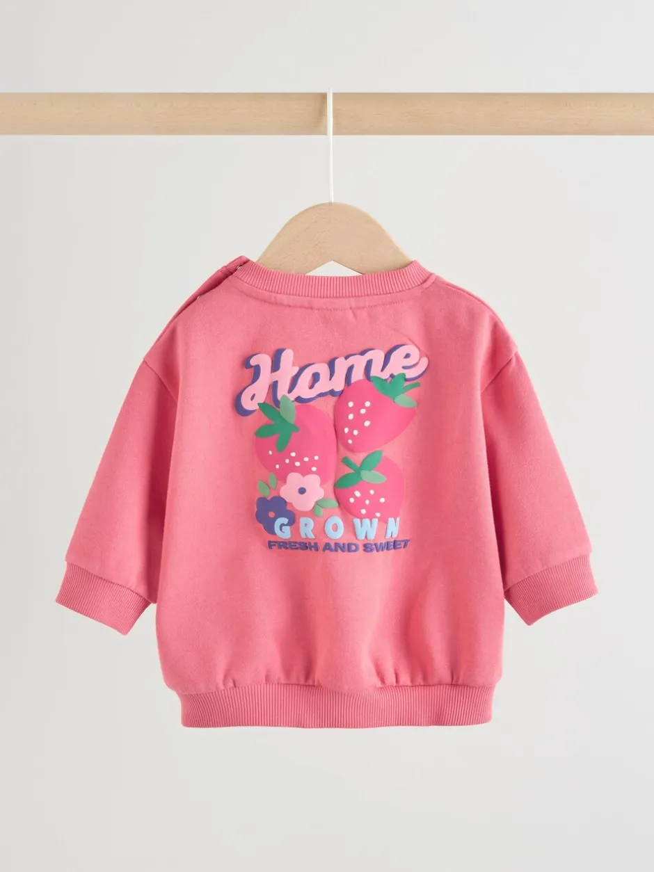 Sets En Outfits|Sweaters En Hoody´S*Next - Baby Sweatshirt and Leggings 2 Piece Set (0mths-2yrs) Rood aardbei