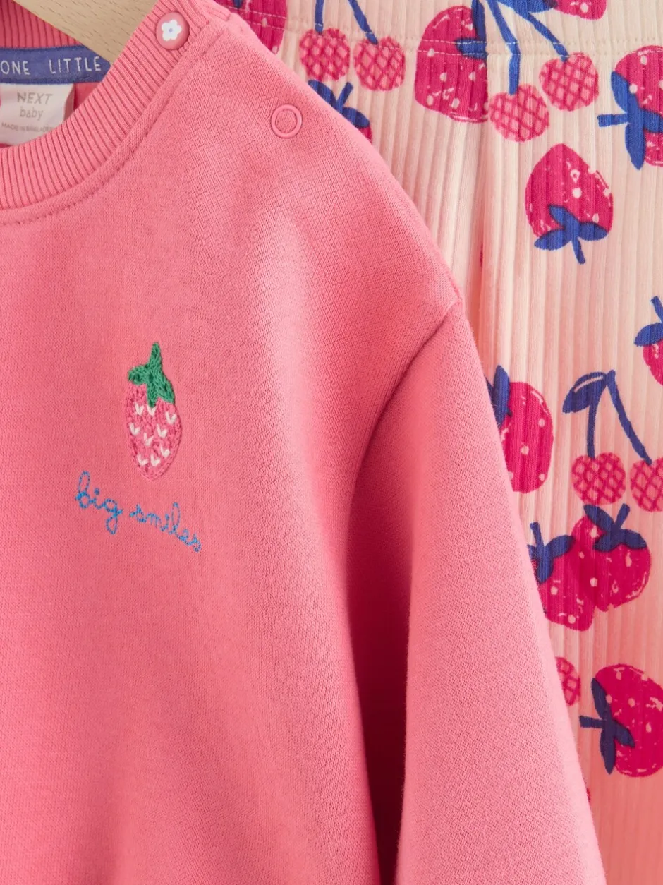 Sets En Outfits|Sweaters En Hoody´S*Next - Baby Sweatshirt and Leggings 2 Piece Set (0mths-2yrs) Rood aardbei