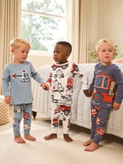 Multipacks|Pyjama's|Next Rood/ blauw met hulpverleningsvoertuig - Mini Knusse Pyjama's 3 Set (9mnd-10jr)