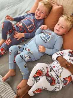 Multipacks|Pyjama's|Next Rood/ blauw met hulpverleningsvoertuig - Mini Knusse Pyjama's 3 Set (9mnd-10jr)