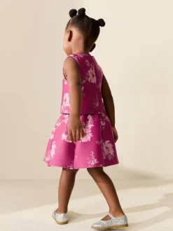 Shorts En Rokken|Next Rood bloemmotief - Set van scuba top en rok (3mnd -7jr)
