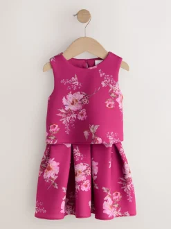 Shorts En Rokken|Next Rood bloemmotief - Set van scuba top en rok (3mnd -7jr)