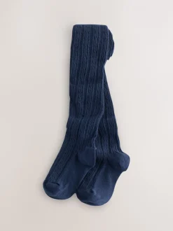 Sokken En Panty's|Sokken En Panty's|Next - Verpakking van 3 kabelmaillots met hoog katoengehalte Rood, Crème en marineblauw