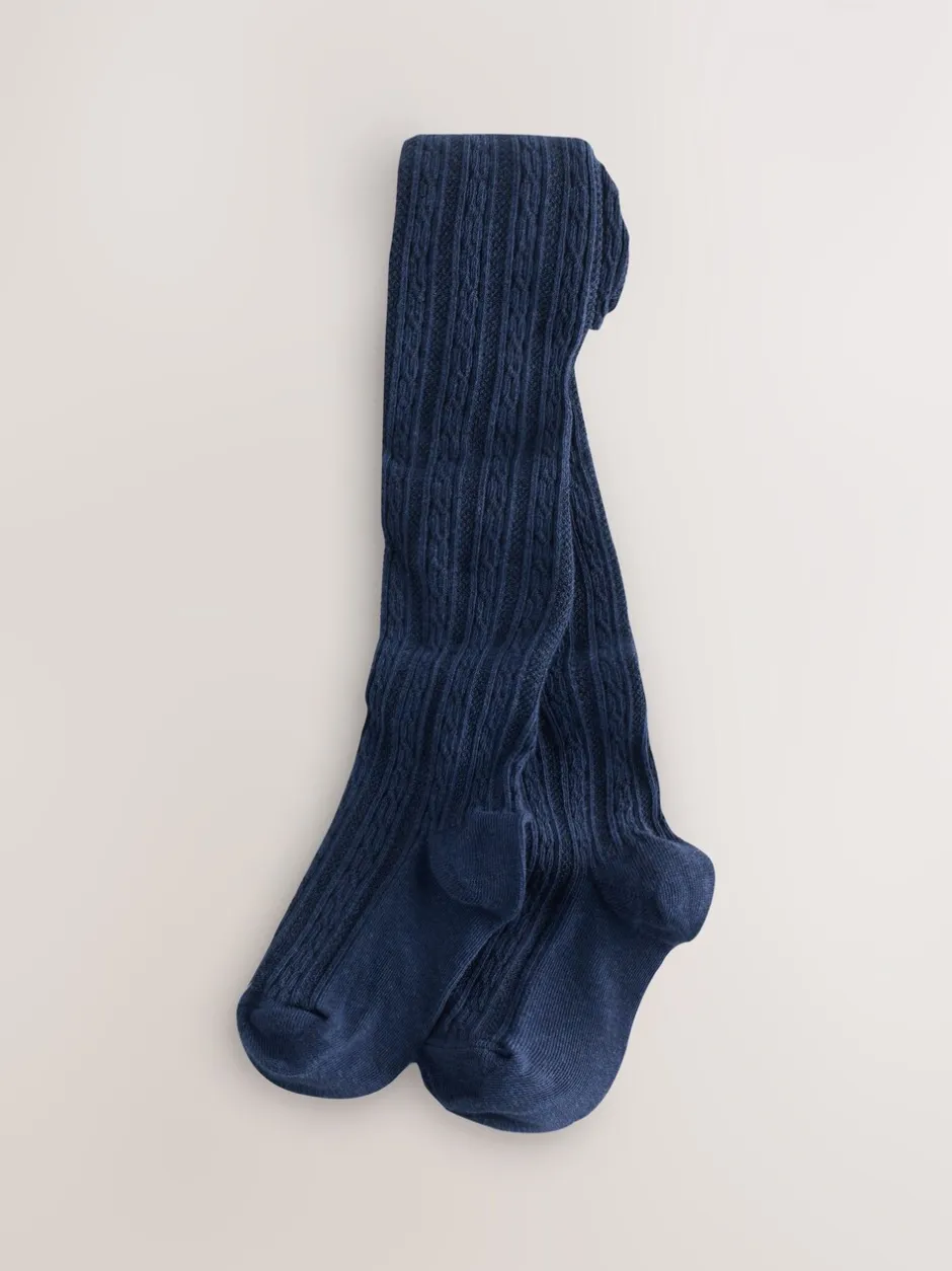 Sokken En Panty's|Sokken En Panty's|Next - Verpakking van 3 kabelmaillots met hoog katoengehalte Rood, Crème en marineblauw