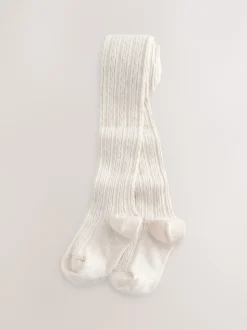 Sokken En Panty's|Sokken En Panty's|Next - Verpakking van 3 kabelmaillots met hoog katoengehalte Rood, Crème en marineblauw
