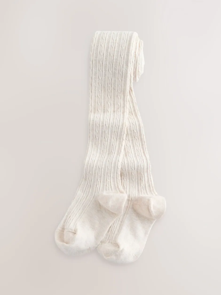 Sokken En Panty's|Sokken En Panty's|Next - Verpakking van 3 kabelmaillots met hoog katoengehalte Rood, Crème en marineblauw