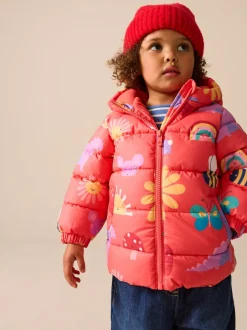 Jassen, Jacks En Kinderwagenpakjes|Jassen En Jacks*Next - Regenbestendige gewatteerde jas met fleecevoering en capuchon (3mnd -7jr) Rood figuurtjes