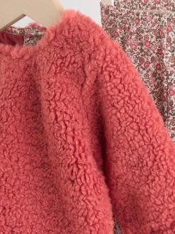 Truien En Breisels|Sets En Outfits*Next - 2 -delige Set van Fleece Tops en Leggings voor Baby''s (0mnd-2jr) Rood gebloemd