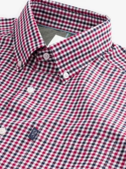 Shirts*Next Rood geruit - Eenvoudig te strijken Oxford-overhemd met knopen en standaard pasvorm