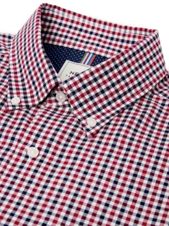 Shirts*Next Rood met gingham-ruitje - Strijvrij Oxford overhemd met korte mouwen en knopen