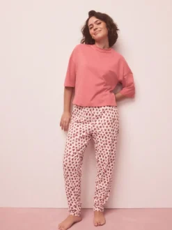 Pyjama's|Loungewear*Next Rood met hartjesprint - Pyjama met korte mouwen