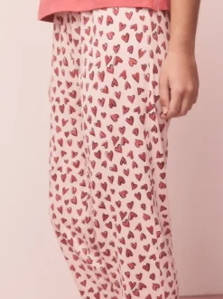 Pyjama's|Loungewear*Next Rood met hartjesprint - Pyjama met korte mouwen