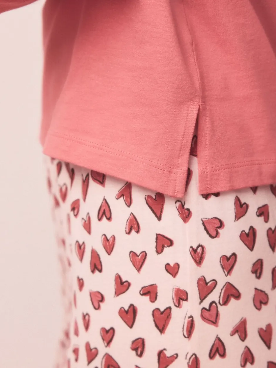 Pyjama's|Loungewear*Next Rood met hartjesprint - Pyjama met korte mouwen