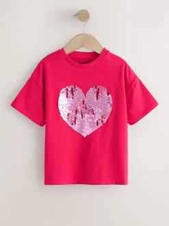 T-Shirts|Next Rood met hartjesprint - T-shirt met lovertjes (3-16 jr)