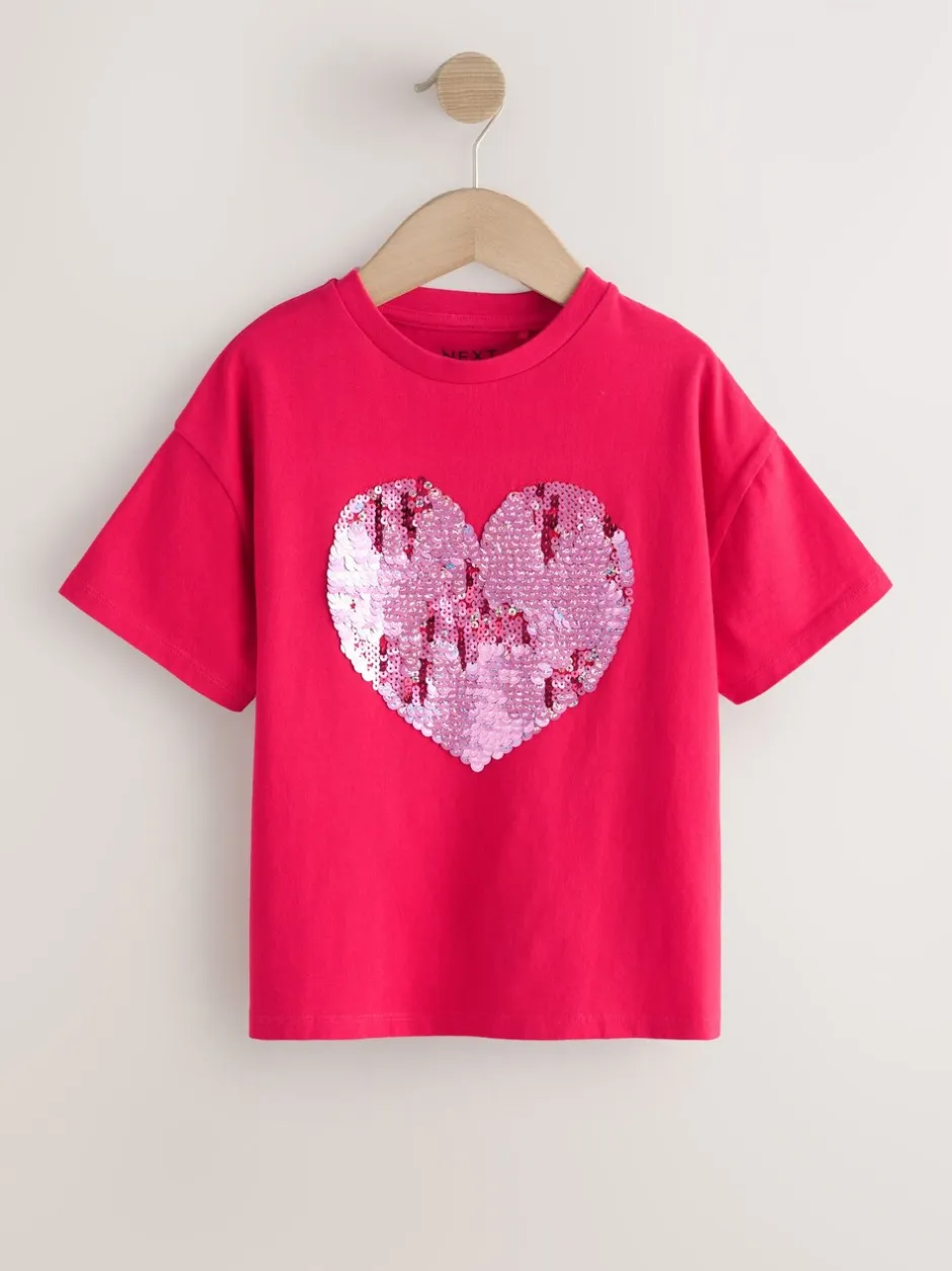 T-Shirts|Next Rood met hartjesprint - T-shirt met lovertjes (3-16 jr)