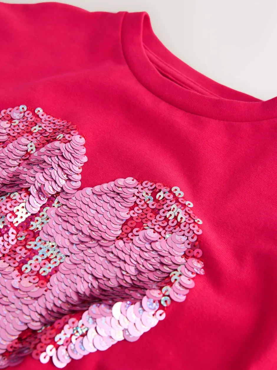 T-Shirts|Next Rood met hartjesprint - T-shirt met lovertjes (3-16 jr)