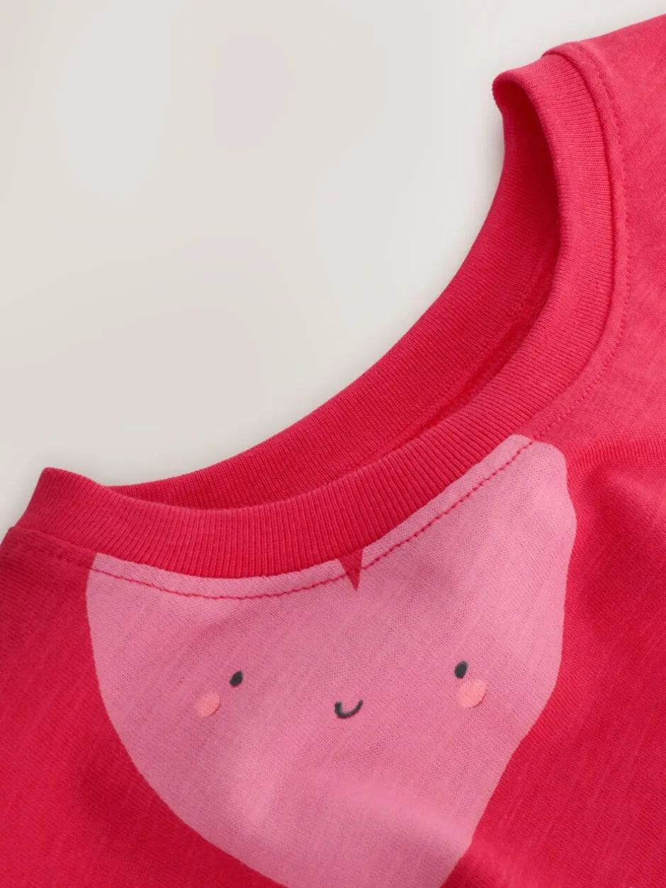 Tops|T-Shirts|Next Rood met hartjesprint - T-shirt met peplum en korte mouwen (3mnd -7jr)