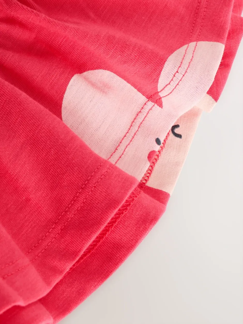 Tops|T-Shirts|Next Rood met hartjesprint - T-shirt met peplum en korte mouwen (3mnd -7jr)