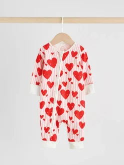 Multipacks|Babypakjes En Babypyjama's|Next Rood met hartjesprint - Verpakking van 3 babyslaappakjes met tweewegrits (0 mnd - 3 jr)