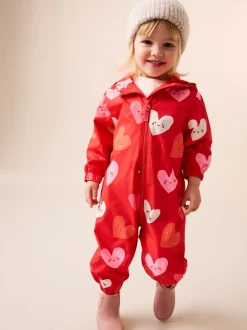 Jassen, Jacks En Kinderwagenpakjes|Jassen En Jacks*Next - Waterbestendig regenpak met print (6 mnd-7 jr) Rood met hartjesprint