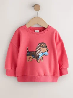 Sweaters En Hoody´S|Next Rood met hond - Sweatshirt met ronde hals (3 mnd-7 jr)
