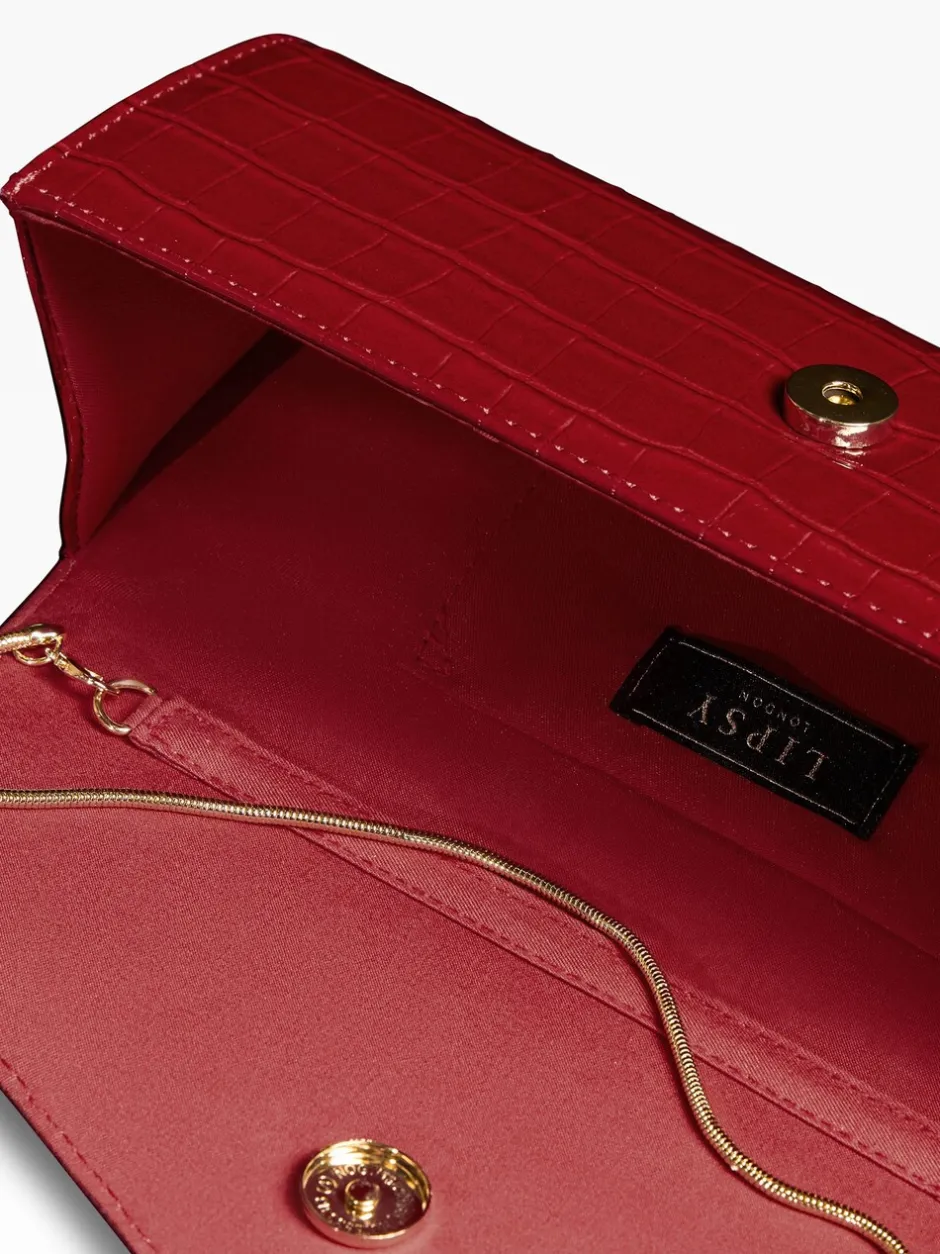 Tassen En Portemonnees*Lipsy Rood met krokodillenleereffect - Clutch Bag