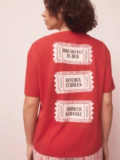 Pyjama's|Alle Nacht- En Loungekleding|Next Rood met print - Pyjama met korte mouwen