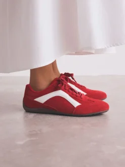 Sneakers*Next - Forever Comfort® Leather Slimsole Lace-Up Trainers Rood suède