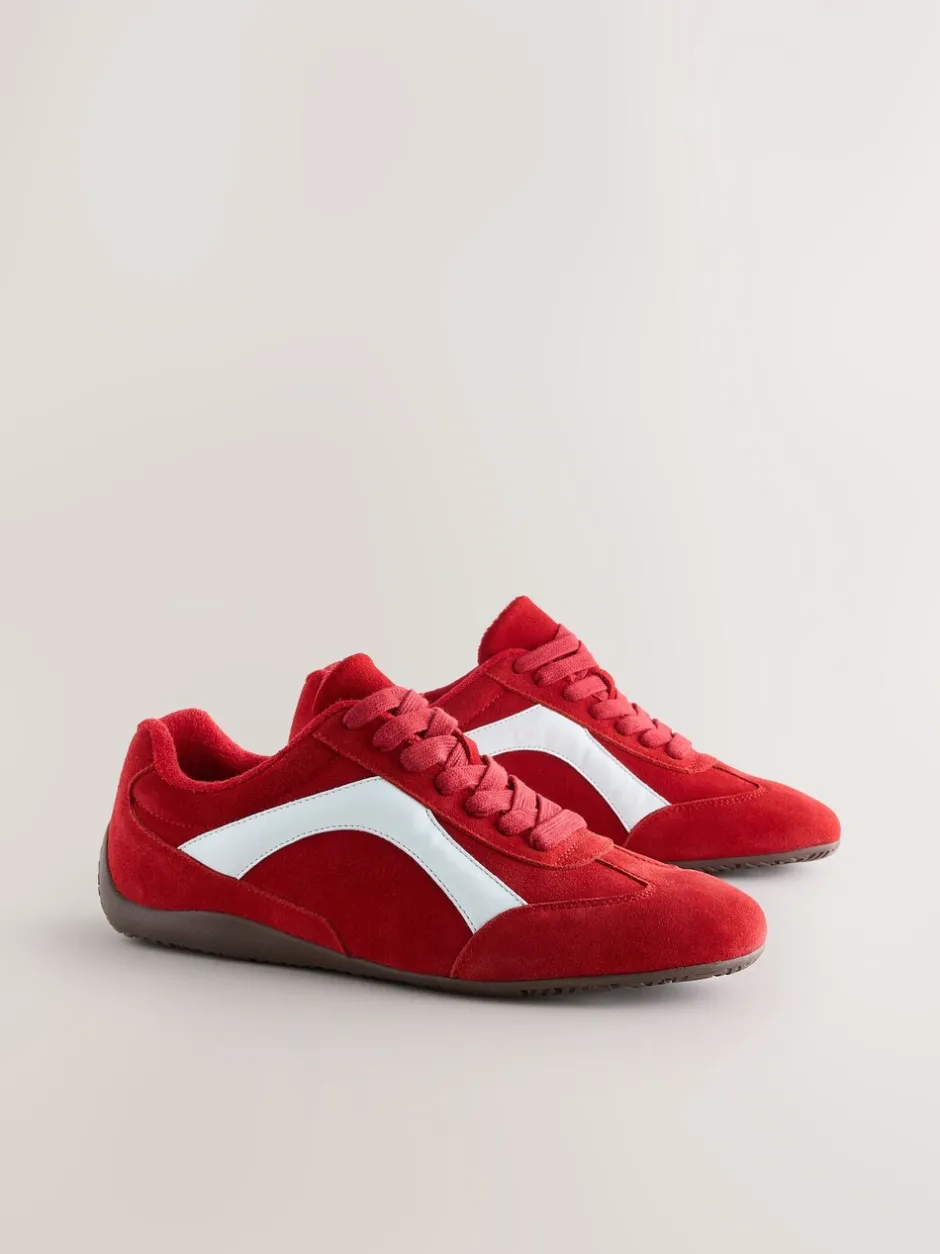 Sneakers*Next - Forever Comfort® Leather Slimsole Lace-Up Trainers Rood suède