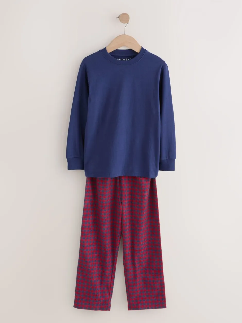 Pyjama's|Nachtkleding En Pyjama's|Next Rood/blauw - Set van 2 geweven geruite pyjama's met lange mouwen (3-16jr)