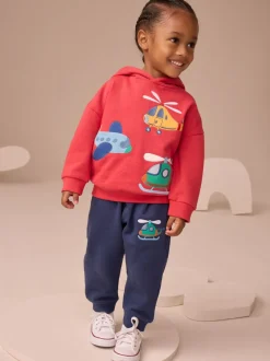 Truien En Breisels|Joggingbroeken*Next - Set met hoodie en joggingbroek (3 mnd - 7 jr) Rood/Blauw appliqué transport