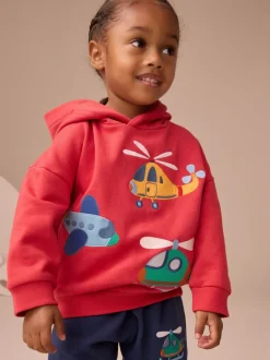Truien En Breisels|Joggingbroeken*Next - Set met hoodie en joggingbroek (3 mnd - 7 jr) Rood/Blauw appliqué transport