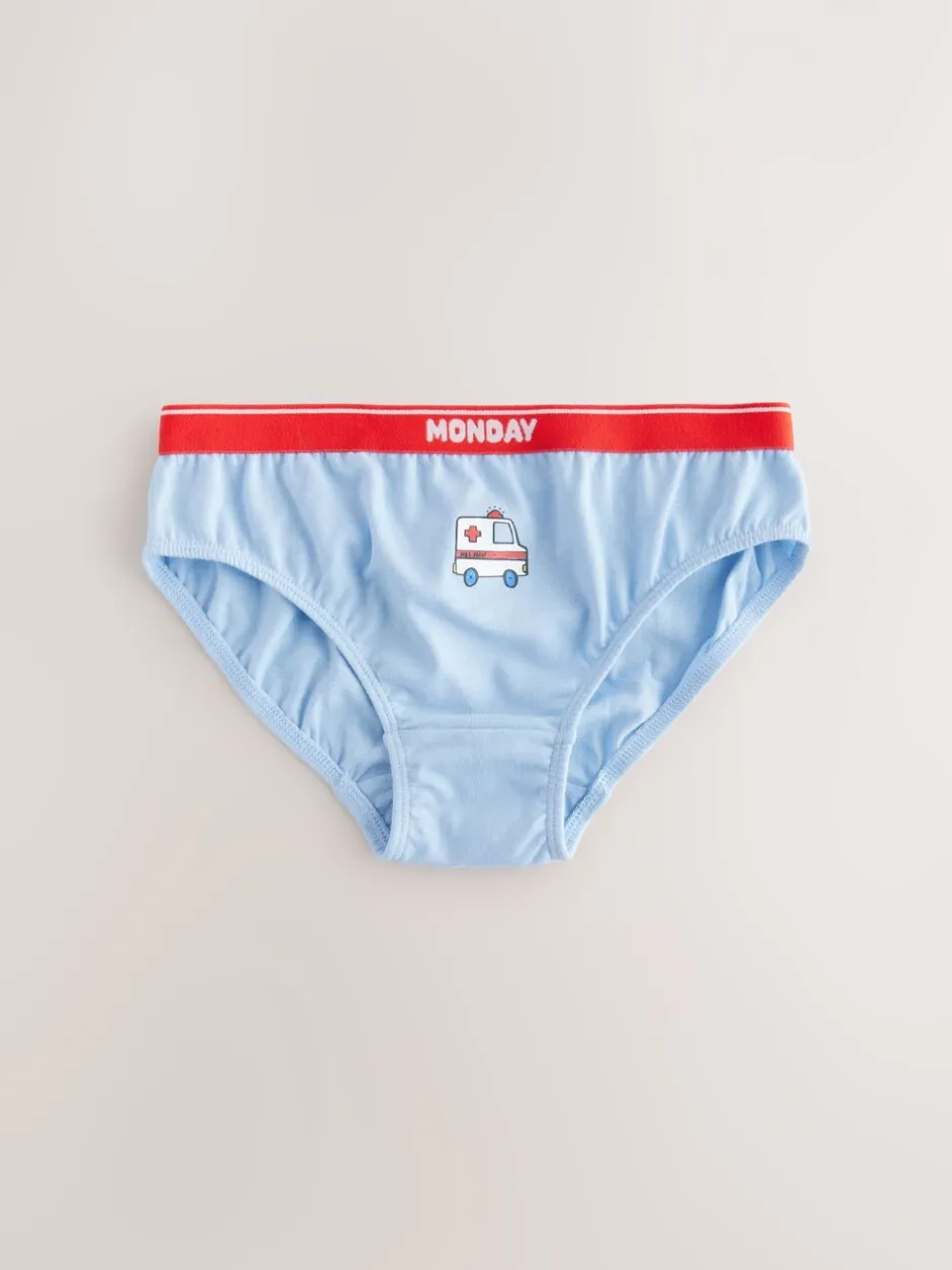 Ondergoed*Next - Set van 7 katoenen slips (1,5-10jr) Rood/blauw met hulpvoertuigenprint