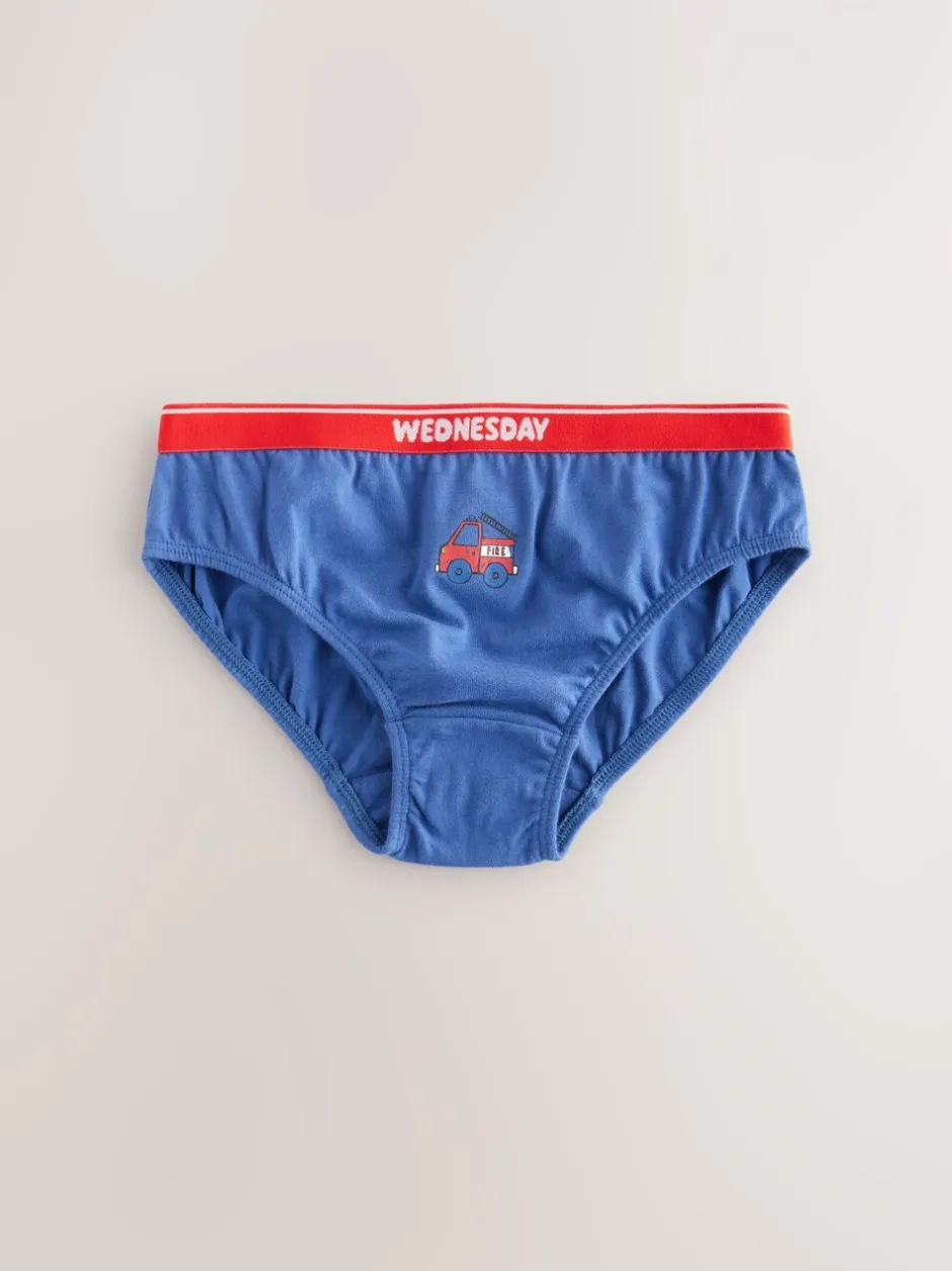 Ondergoed*Next - Set van 7 katoenen slips (1,5-10jr) Rood/blauw met hulpvoertuigenprint