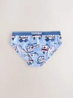 Ondergoed*Next - Set van 7 katoenen slips (1,5-10jr) Rood/blauw met hulpvoertuigenprint