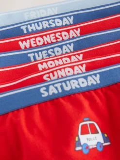 Ondergoed*Next - Set van 7 katoenen slips (1,5-10jr) Rood/blauw met hulpvoertuigenprint