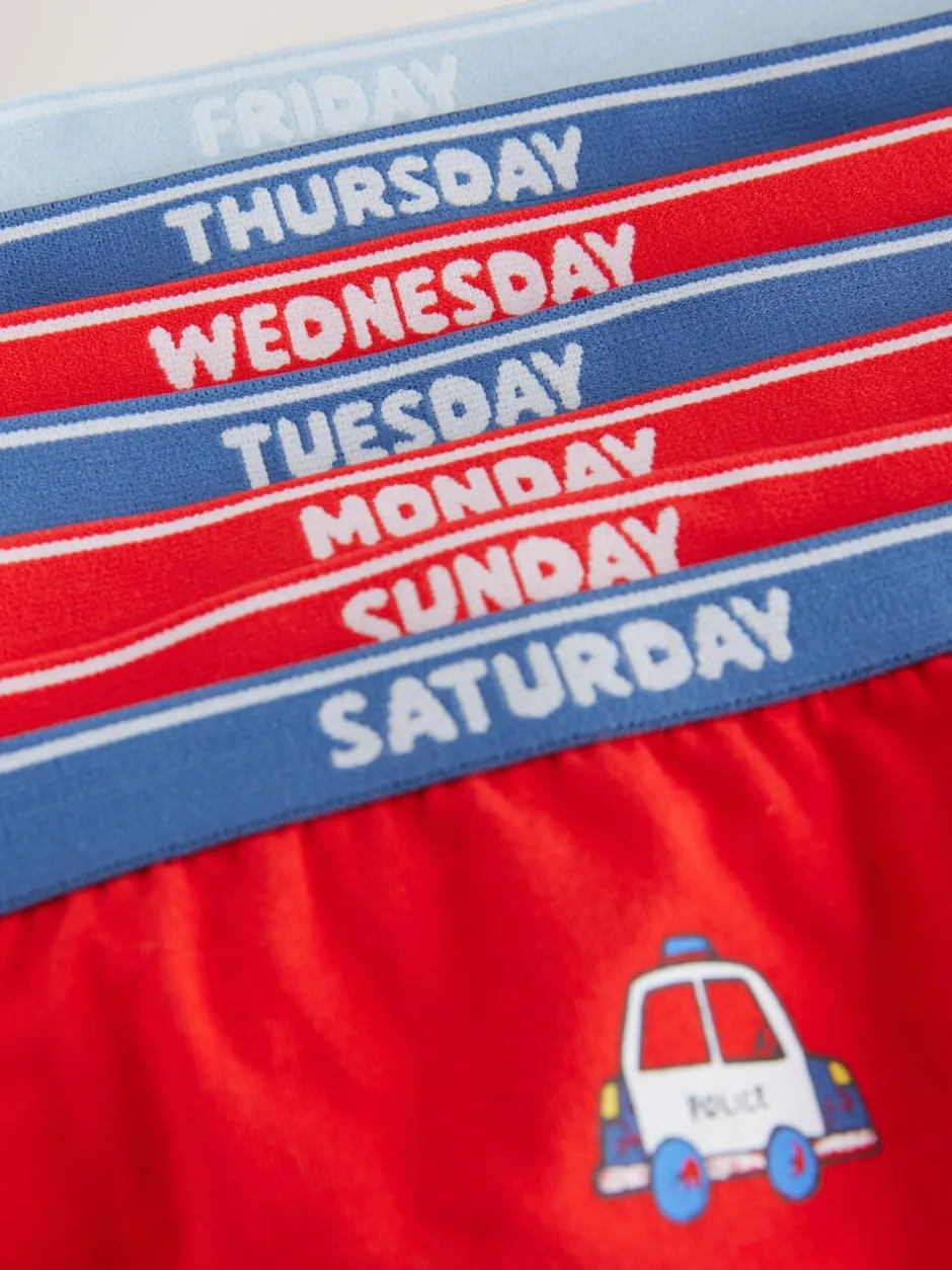Ondergoed*Next - Set van 7 katoenen slips (1,5-10jr) Rood/blauw met hulpvoertuigenprint