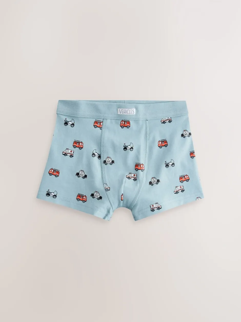 Ondergoed|Next - Verpakking van 7 boxershorts (1,5 - 12 jr) Rood/blauw met hulpvoertuigenprint