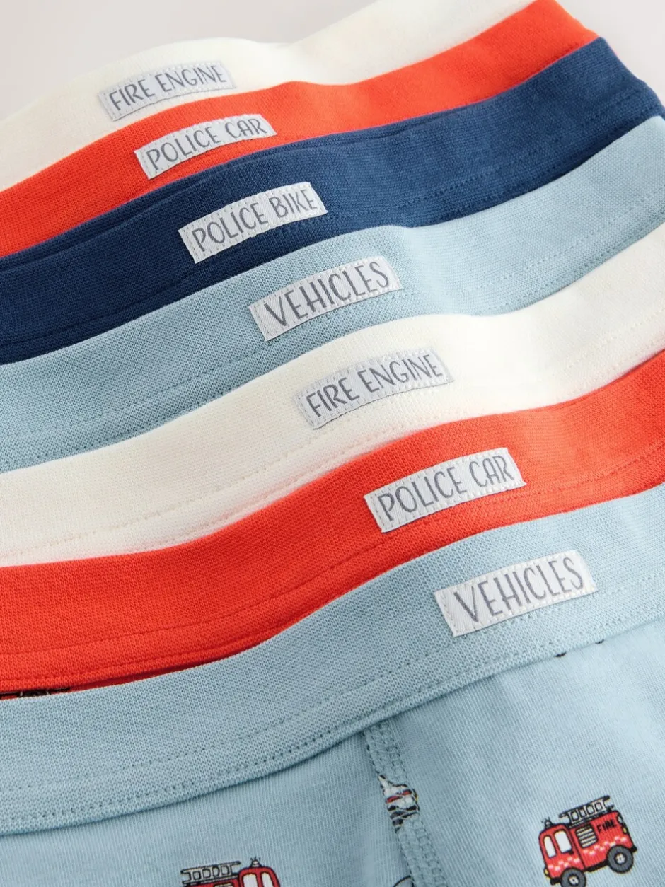 Ondergoed|Next - Verpakking van 7 boxershorts (1,5 - 12 jr) Rood/blauw met hulpvoertuigenprint