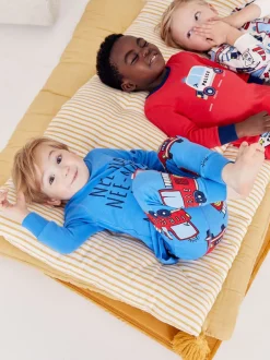 Pyjama's|Nachtkleding En Pyjama's*Next Rood/blauw met hulpvoertuigenprint - Mini Knusse Pyjama's 3 Set (9mnd-10jr)