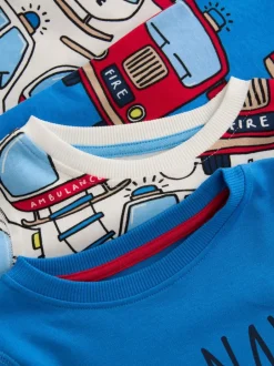 Pyjama's|Nachtkleding En Pyjama's*Next Rood/blauw met hulpvoertuigenprint - Mini Knusse Pyjama's 3 Set (9mnd-10jr)