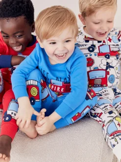 Pyjama's|Nachtkleding En Pyjama's*Next Rood/blauw met hulpvoertuigenprint - Mini Knusse Pyjama's 3 Set (9mnd-10jr)